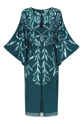 Beryl Deep Teal Sequin Midi Dress